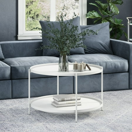Simpli Home - Monet Metal Coffee Table - White