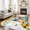 thumbnail image 2 of 8'x10' Area Rugs, Spring Dog Indoor Outdoor Area Rug for Living Room Bedroom, Sunflower Daisy Botanical Watercolor Washable Bathroom Rugs Kitchen Floor Carpet Mats Home Decor Aesthetic, 2 of 8