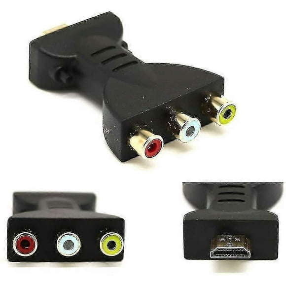 Convertidor HDMI a 3 RCA, adaptador de audio y vídeo compuesto