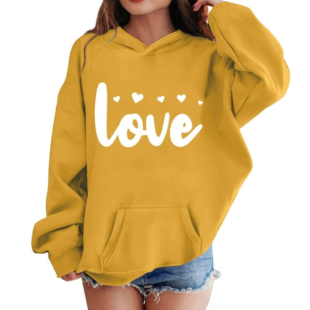 LIJCC Chandail à Capuchon Doux pour Enfants de la Saint-Valentin – Chandail Molletonné Doux à Enfiler avec « Love » et Mini Cœurs, Tenue Décontractée Ou Tenues de Fête Réconfortantes