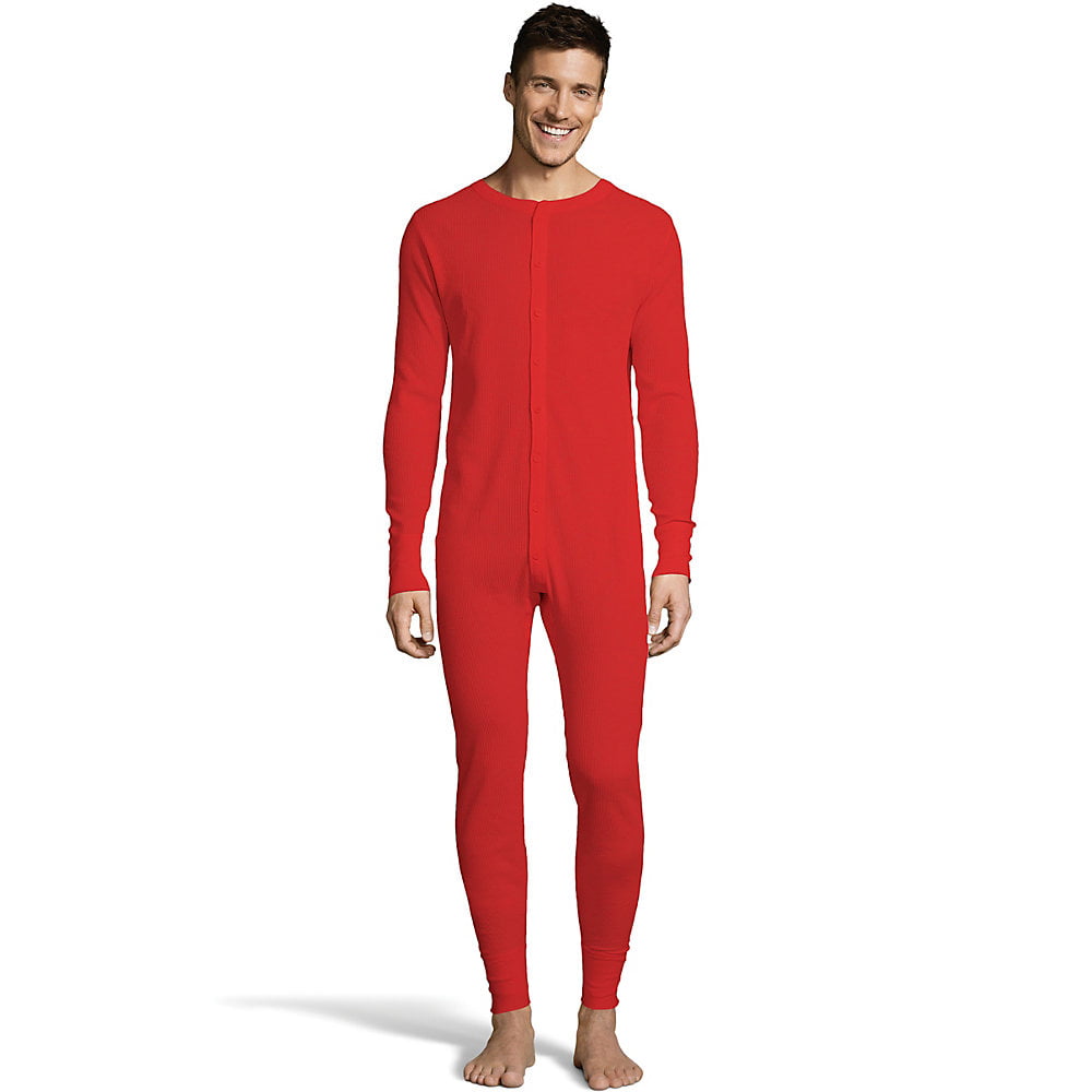 Hanes mens Solid Waffle Knit Thermal Union Suit 125443