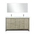 thumbnail image 2 of Rustic Double Bath Vanity 60" W X 20" D, White Quartz Top, Brushed Nickel Faucet, 55" Mirror - And Functional Unit Vanity, 55 In. Stain Scratch Proof Countertop, 2 of 5