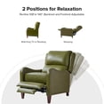 thumbnail image 3 of Wingback Genuine Leather Recliner Set of 2 with Nail Head Trim & Tapered Block Feet for Bedroom in Olive, 3 of 9
