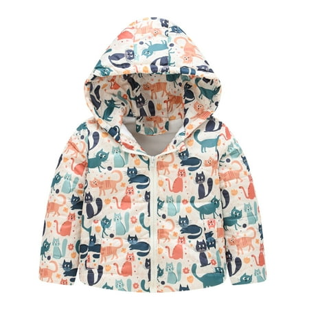 

Hunpta Toddler Boys Girls Winter Animal Cartoon Dinosaur Prints Coat Hooded Jacket Thicken Windproof Zipper Warm Outwear