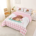 thumbnail image 2 of Erosebridal Cute Capybara Full Size Comforter Sets,Pink Bowknot Ribbon Bows Bedding Sets For Girls Kids ,Reversible Pink 3 Pieces, 2 of 7
