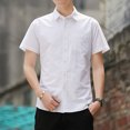 thumbnail image 5 of Camisas de vestir sencillas para oficina, camisas formales, blusas para hombre, ropa de negocios de manga corta, ropa fresca con mangas, blusas asiáticas de algodón SI para hombre, 5 of 5