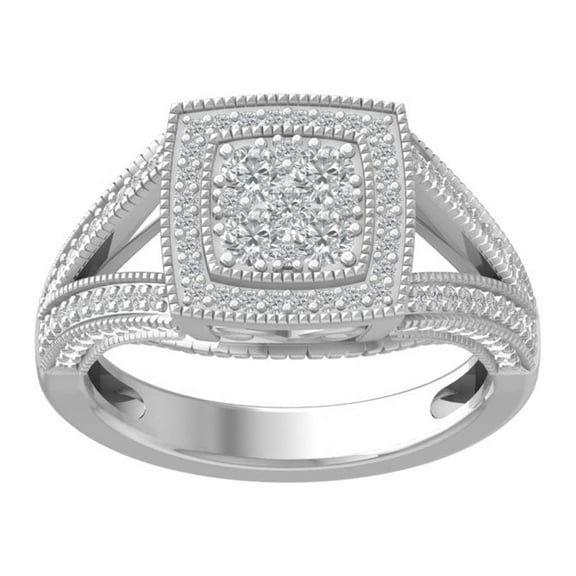 ARAIYA FINE JEWELRY 10K White Gold Round Lab Grown Diamond Engagement Ring (3/4 cttw, VS Clarity, D-E Color) Size 8