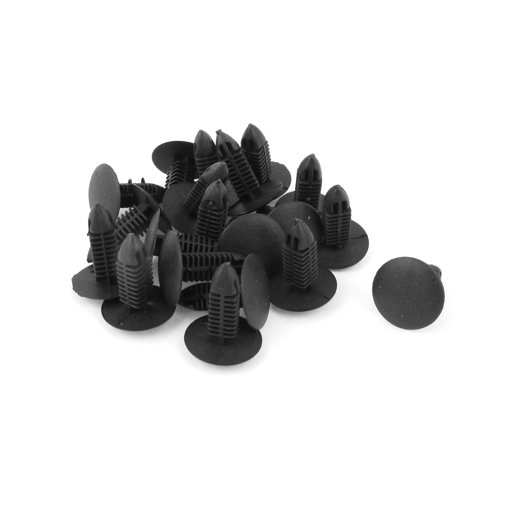 20 Pcs 7mm x 7mm Hole Black Plastic Rivets Fastener Fender Car Bumper