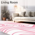 thumbnail image 2 of ODIKA 6'x9' Machine Washable Non-Slip Area Rug, Minimalist Abstract Swirl with Curves and Fluid Lines High Traffic Rug, Pink, 463724, 2 of 7