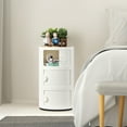 thumbnail image 6 of 3 Drawer Sliding Barrel Modern Bedroom Nightstand, White, 6 of 8