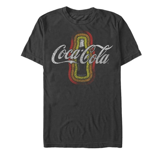 Men's Coca Cola Retro Soda Striped Bottle  Graphic Tee Black Medium