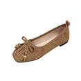 thumbnail image 2 of BRGZLK Women's Comfortable Ballet Flats Casual Versatile Plus Size Breathable Tassel Bow Square Toe Shoes Soft Comfortable Sole Slip-On Flats Dressy Flats Brown 9, 2 of 5