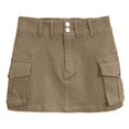 thumbnail image 4 of gvdentm Jean Skirt Women's Low Waist Cargo Skirt Button Mini Cargo Denim Skirt with Pocket Khaki,XL, 4 of 6