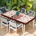 thumbnail image 2 of Valentine's Day Table Cloths for 5 Foot Rectangle Tables, Love Gnomes Bow Red and Black Plaid Beige Patio Waterproof Elastic Fitted Tablecloths, Washable Rectangular Table Cover for Camping, 2 of 8