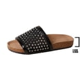 thumbnail image 5 of Slides for Women Cork Footbed Sandals Open Toe Rhinestone Mesh Band Comfortable Arch Support Slip on Summer Casual Slippers Black Size 6.5, 5 of 6
