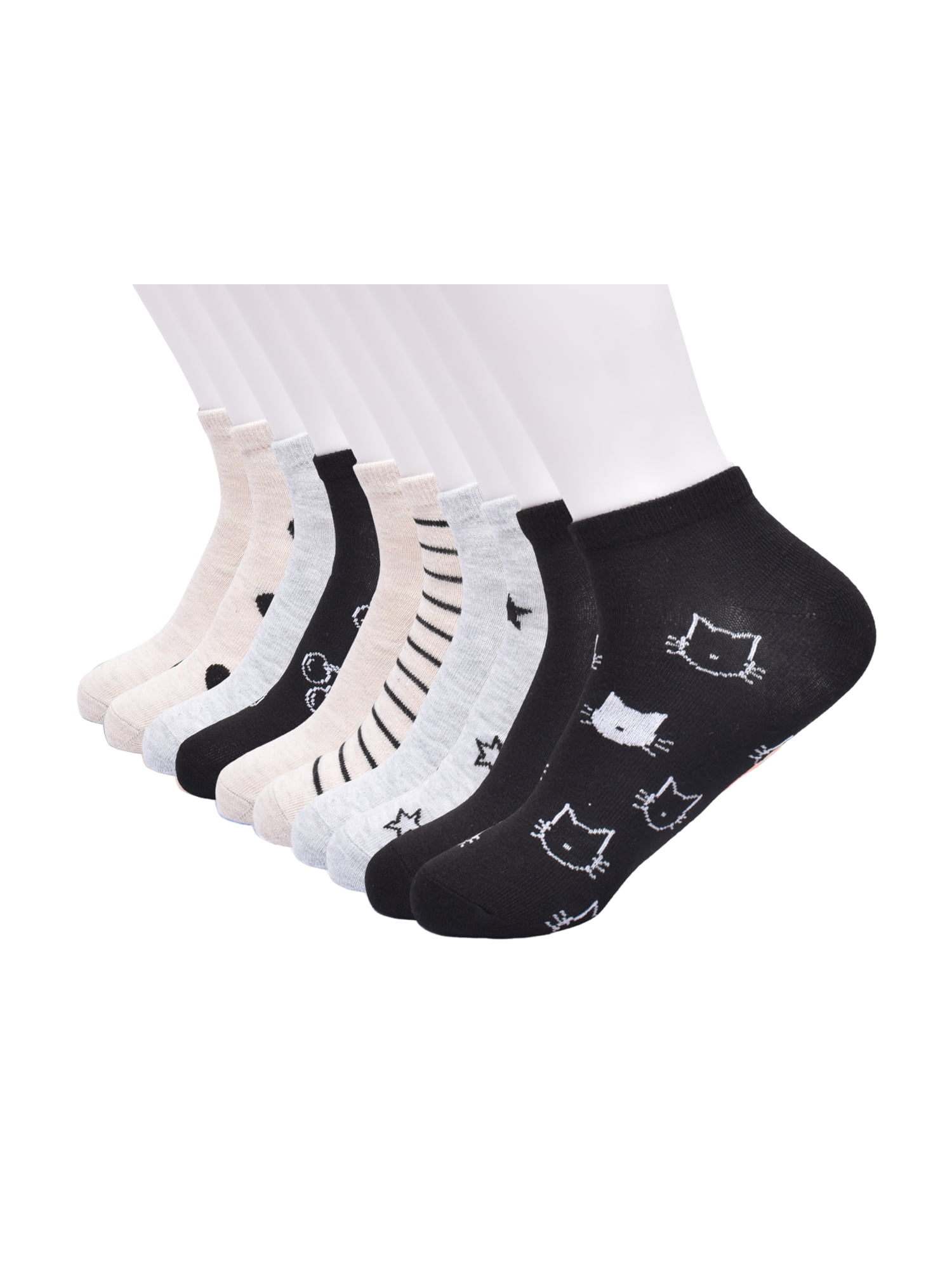 No Boundaries Women’s Low Cut Socks, 10 Pack, Shoe Sizes 4-10