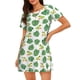 thumbnail image 1 of Fotbe Frogs And Tropical Leaves Bata de Dormir para Mujer con Estampado, Camisón de Algodón de Manga Corta, Ropa de Dormir Casual, 1 of 6