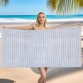 thumbnail image 4 of Toalla de playa de rayas con flecos y mochila, accesorio de baño grande, bordado disponible, toallas de playa de algodón., 4 of 7
