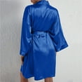 thumbnail image 4 of PEASKJP Women's Robe de Bain Courte en Tissu Éponge Robes avec Poches, Bleu Marine, 4 of 5
