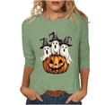 thumbnail image 2 of JOANKDMI Cute Halloween Tops for Women Three Ghosts Witch Hat Pumpkin Graphic T-Shirts Long Sleeve Fall Shirts Crewneck Casual Holiday Pullover Tees Essential Wear, 2 of 5