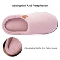 thumbnail image 3 of WOTTE Women's Slippers Memory Foam Sole Waffle Knitted Soft Plush Fleece Lined House Shoes Indoor Outdoor Pink, Size 5-5.5, 3 of 7