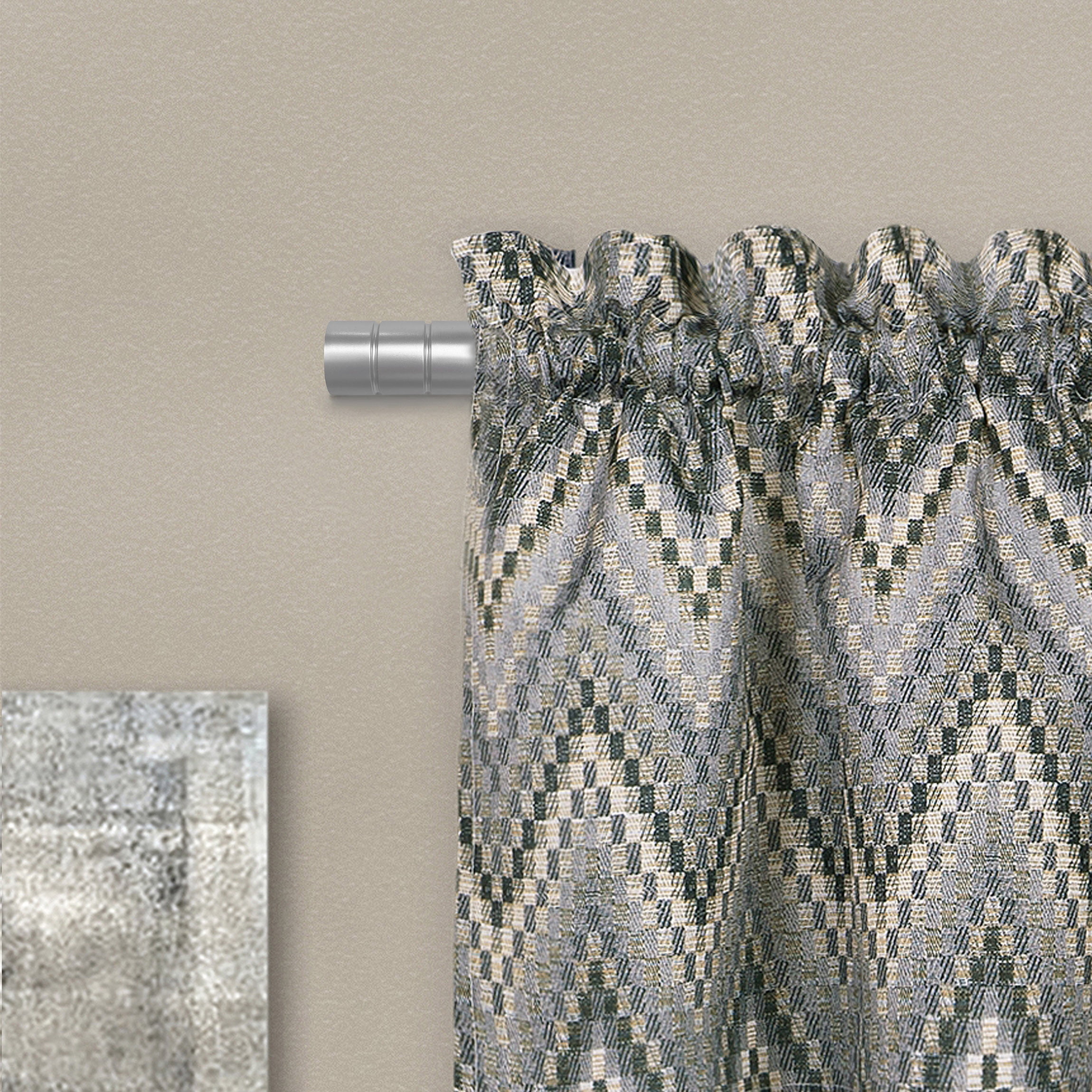 Achim Buono II Cole Silver Decorative Rod & Finial - Stylish 48 in x 86 in
