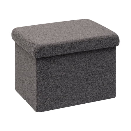 PINPLUS 16.5" Folding Storage Ottoman Cube,Foot Rest Stool Seat for Living Room,Gray,Sherpa Fabric