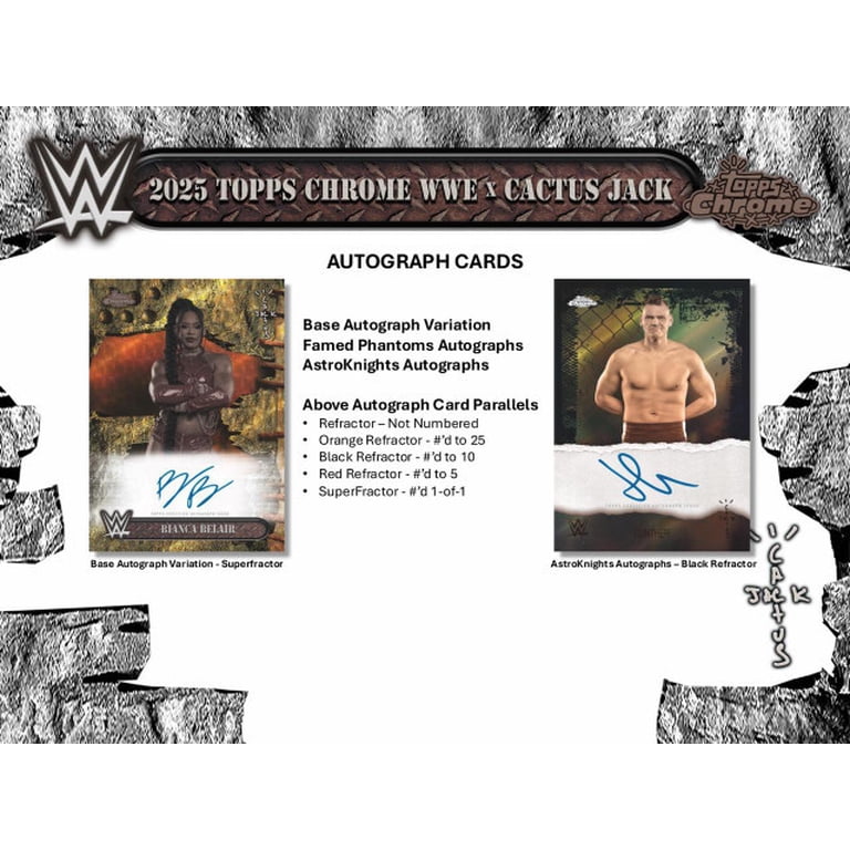 2025 Topps Chrome WWE x Cactus Jack Hobby Box, includes 20 packs