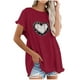 thumbnail image 1 of Blusa de manga corta con estampado regular de flecos y cuello redondo de algodón y cáñamo para mujer OAVQHLG3B Store  lin121212, 1 of 5