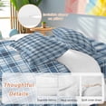 thumbnail image 4 of Vintage Blue Plaid Full Size Comforter Set, Watercolors Gradient Abstract Bedding for All Seasons, 4 Pcs Bed Set, 1Quiltcover (86"x86") ,1Sheet(80"x116"), 2Pillowcases (30"x20"), 4 of 9