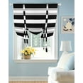 thumbnail image 2 of Black Grey Stripe Tie Up Curtains for Window, Thermal Insulated Balloon Shade Adjustable Rod Pocket Curtains Valance Panels for Kitchen Bathroom Cafe 42 x 54 Minimalist Farmhouse Striped, 2 of 6