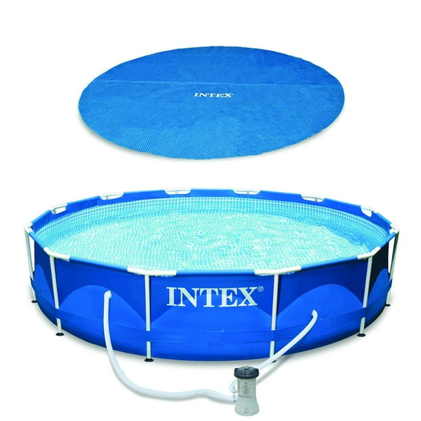 Swimming Pool Solar Cover Tarp, Blue Bundled w/ Metal Above Ground