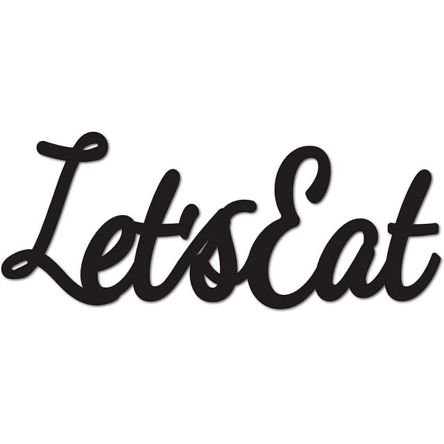 1pc Let's Eat Wall Decor Wood Sign Black Script Word Cutout Laser Cut