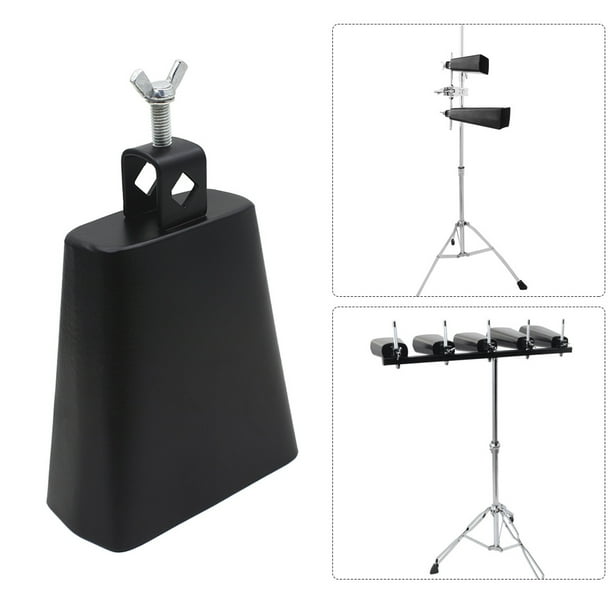 5 Inch Iron Cowbell Percussion Instrument with Clapper for Drum Set