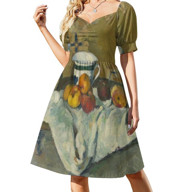 Bodegón con tarro taza y manzanas Vestido de manga corta vestido mujer verano vestidos de novia