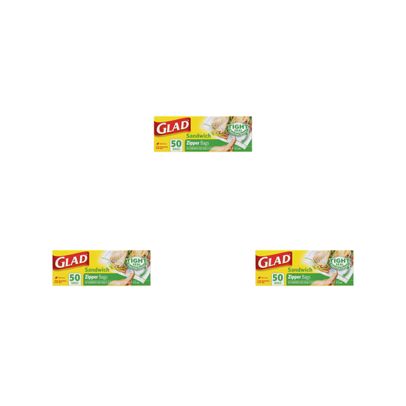 Glad Sandwich Zipper Bags 50ct – 3 Pack