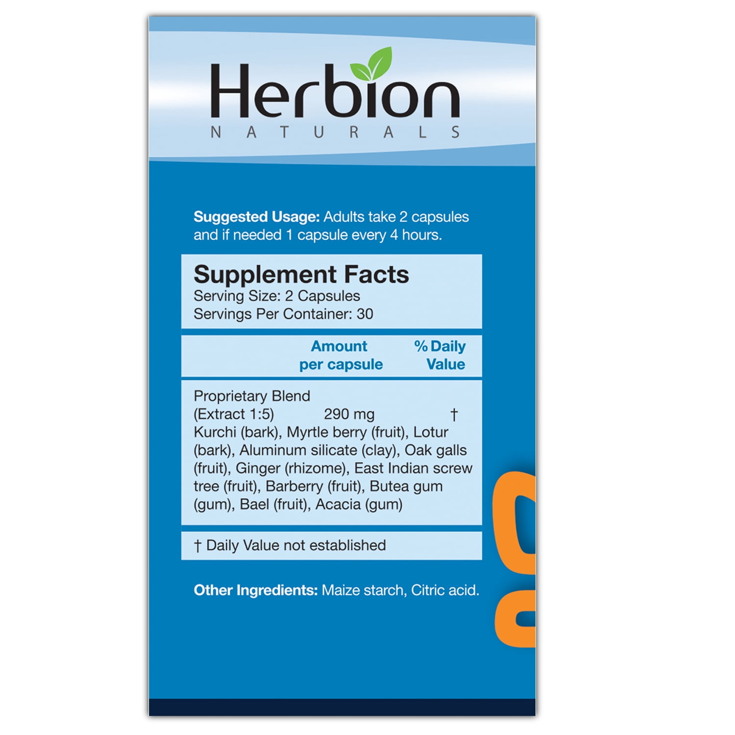 Herbion Naturals Gastro-intestinal Support Herbal Blend for Upset Stomach Relief, Gastrointestinal Health and Function, Occasional Acid Indigestion, Healthy Intestinal Flora, 60 Vegicaps