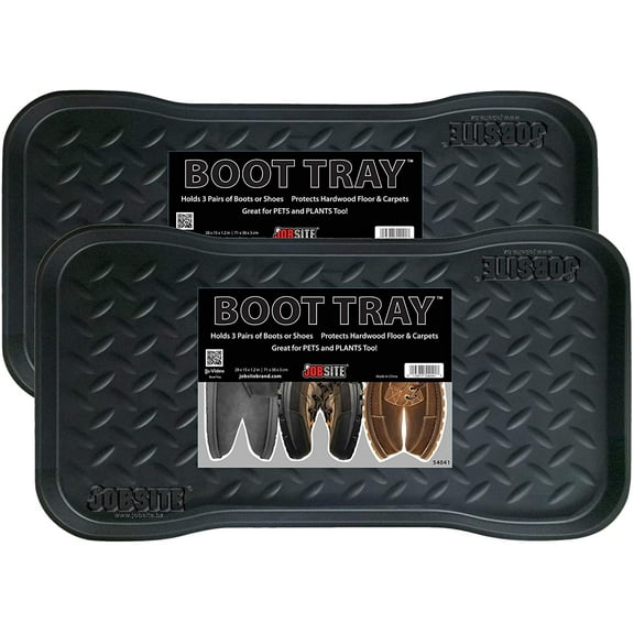 JobSite Heavy Duty Boot Tray, Multi-Purpose for Shoes, Pets, Garden - 15 x 28 Inch - 2 Trays