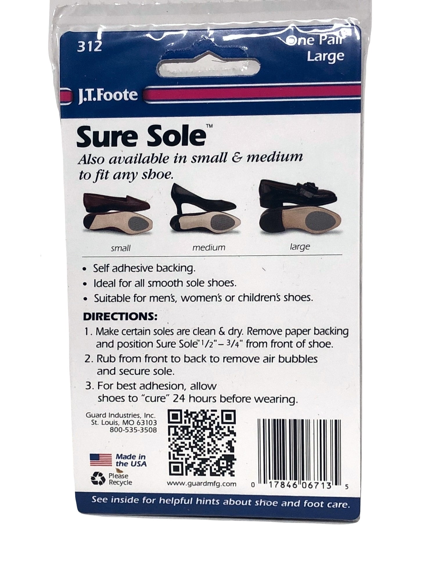 J T Foote Sure Sole Anti-Slip Pads 1 Pair \ Any Size