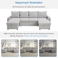 thumbnail image 6 of Convertible U-Shaped Sectional Sofa Bed with Storage Chaise Lounges, Cup Holders, USB Ports, Corduroy Upholstery, Modern Grey Living Room Sofa, 6 of 9