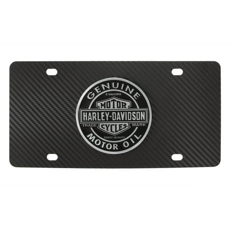 Harley-Davidson Carbon Fiber Vinyl Inlay License Plate with 3D Bar & Shield Genuine Motor Oil