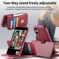 thumbnail image 3 of Wallet Case for iPhone 16 Compatible with Mag-Safe, 2-in-1 PU Leather Flip Cover with RFID Blocking Card Holder Stand Shockproof Detachable Magnetic Case for iPhone 16, Red, 3 of 14