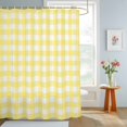 thumbnail image 4 of Shower Curtains for Bathroom, Yellow Plaid Waterproof Fabric Shower Curtain, Modern Minimalist Checkered Decorative Bathroom Curtain for Bathtub, 66"x72", No Hooks Included, 4 of 9