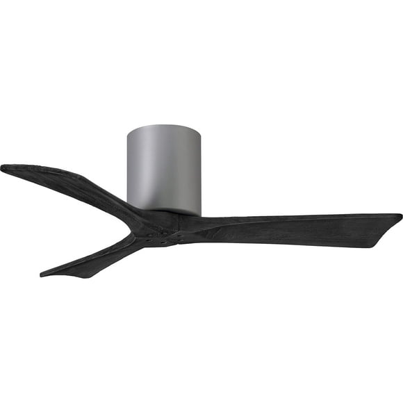 Matthews IR3H-BN-BK-42 Irene Indoor/Outdoor Damp Location 42" Hugger Ceiling Fan with Remote & Wall Control, 3 Wood Blades, Brushed Nickel