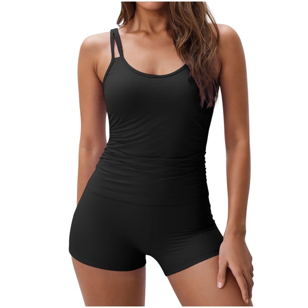 Traje de Baño Sexy para las Mujeres, Monocromático Hombro Conservador de Dos Piezas para la Playa de Verano Y la Piscina
