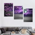 thumbnail image 4 of JRXY Large Purple Wall Art Decor for Living Room Bedroom Framed Black and White Seascape Full Moon Purple Flower Painting Canvas Picture Modern Hand-Painted Plum 12''x16''X3 Panels 12x16x3pcs, 4 of 4