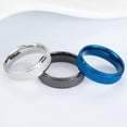 thumbnail image 4 of 6mm Blue/Black/Silver Frosted Band Womens Titanium Steel Wedding Rings Size 6-11, 4 of 6