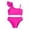 Hot Pink, variant on Kids Girls Swimsuit 2 Piece Bikini Set Block Cut Out Pink Swimwear with Adjustable Strap 9-10 Years