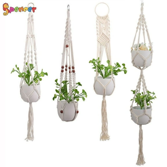 Spencer Macrame Plant Hanger Indoor Hanging Planter Shelf Rope Braided Flower Pot Holder Hanging Baskets For Plant Home Outdoor Garden Decorations "35.5 Inch, #B"