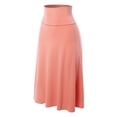 thumbnail image 2 of A2Y Women's Solid A-Line Fold Over Waist Band Flared Midi Skirt Ash Rose M, 2 of 3
